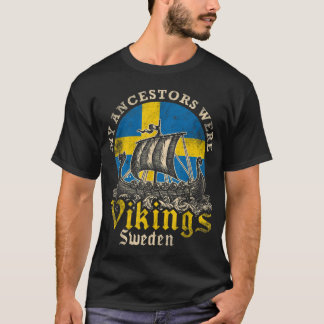 Camiseta Bandeira do Navio de Viking Sueco da Suecia
