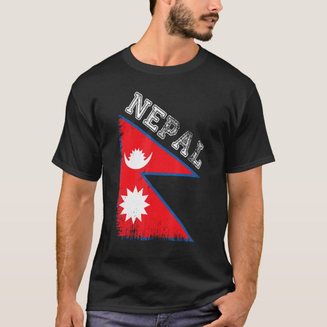 Camiseta Bandeira do Nepal Destino de Férias Turísticas Des (Frente)
