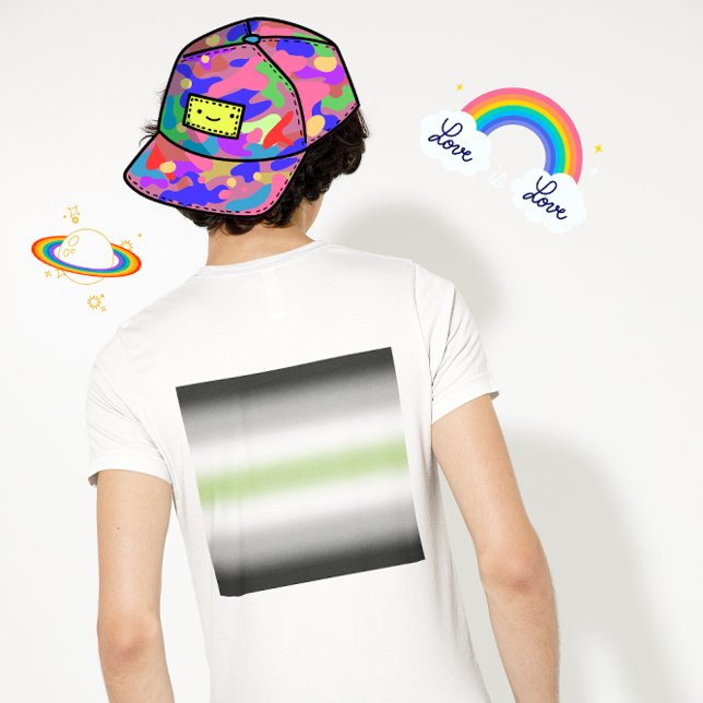 Camiseta Bandeira do Orgulho Agênero Gradiente com Nome Per (Criador carregado)