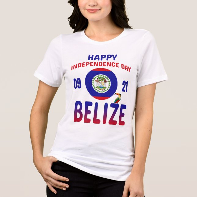 Camiseta Bandeira do Orgulho Beliziano do Dia da Independên (Frente)