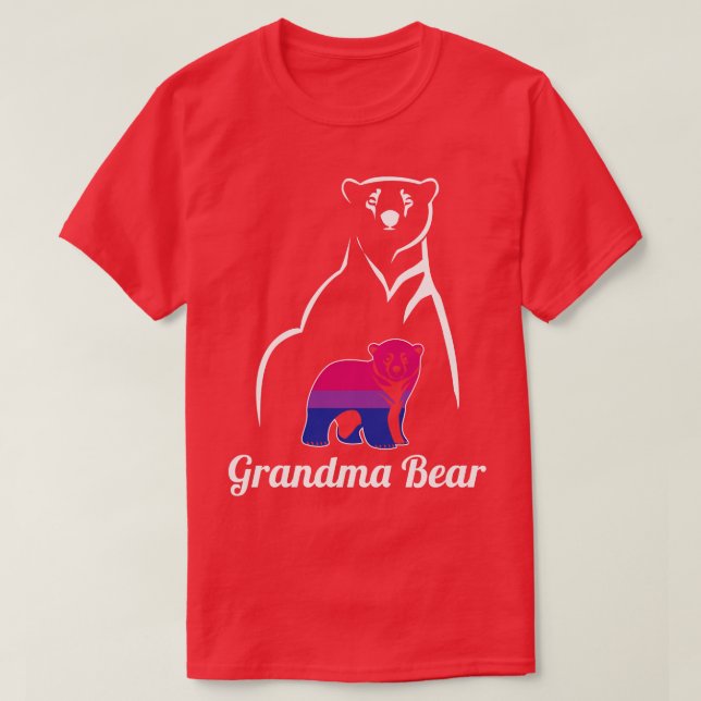 Camiseta Bandeira do Orgulho Bi do Urso da Avó Bissexual LG (Frente do Design)
