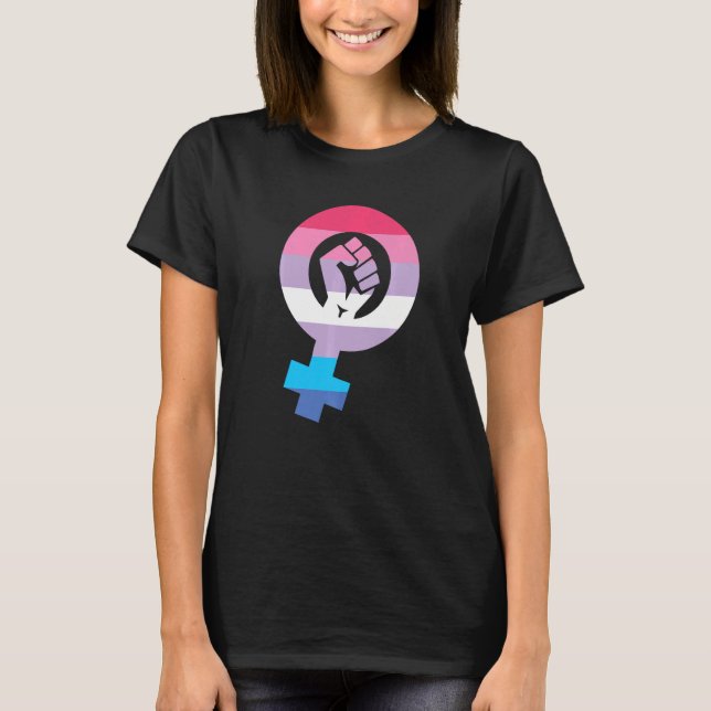 Camiseta Bandeira do Orgulho Bigender Sinalizador Feminista (Frente)
