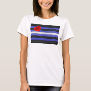Camiseta Bandeira do orgulho de couro de SlipperyJoe azul r