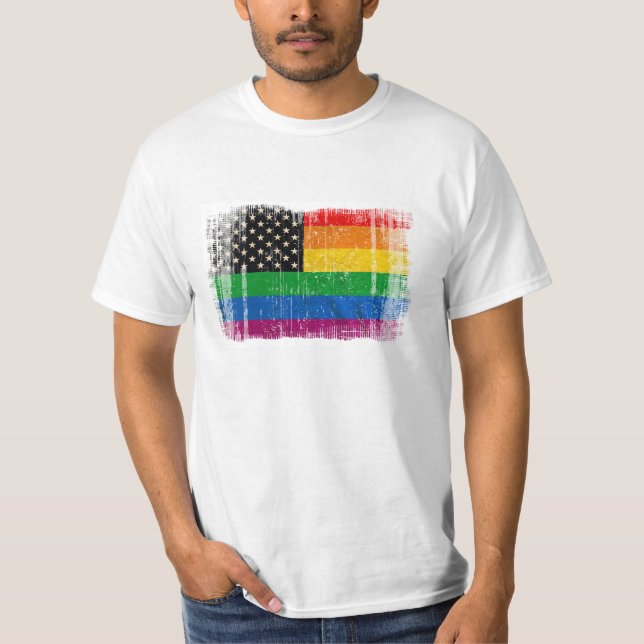 Camiseta Bandeira do orgulho de Gaymerican (Frente)