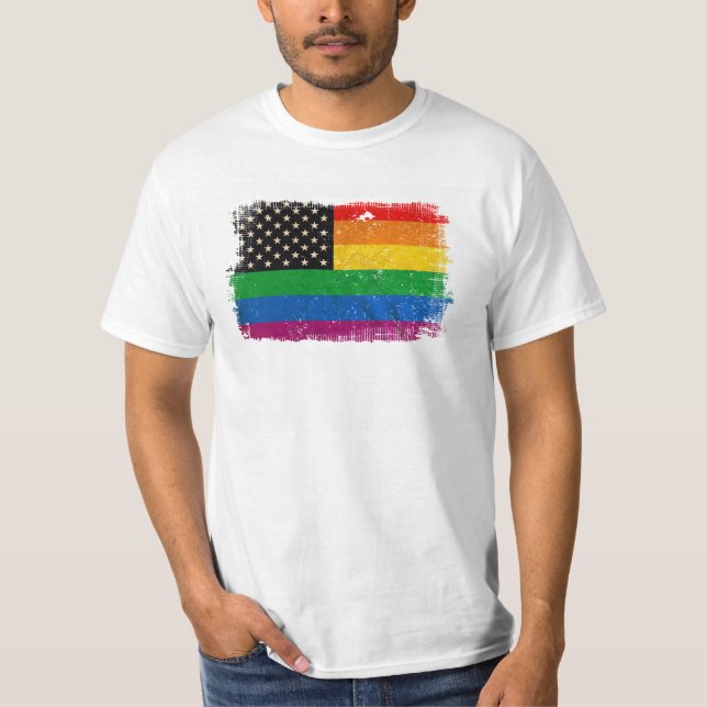 Camiseta Bandeira do orgulho de Gaymerican (Frente)