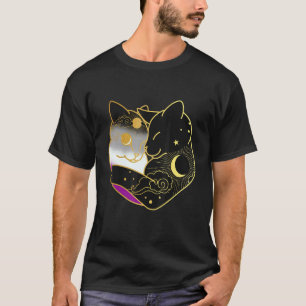 Camiseta Bandeira do Orgulho do Coração do Gato Assexual Ac