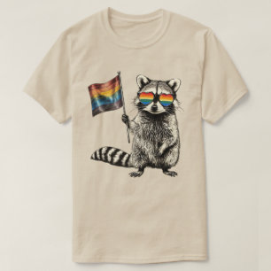 Camiseta Bandeira do Orgulho do Guaxinim   Gráfico LGBT do 