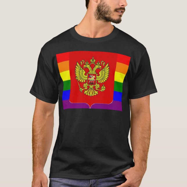 Camiseta Bandeira do orgulho do russo GLBT (Frente)