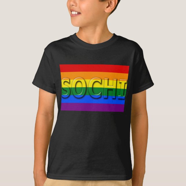 Camiseta Bandeira do orgulho gay de SOCHI (Frente)