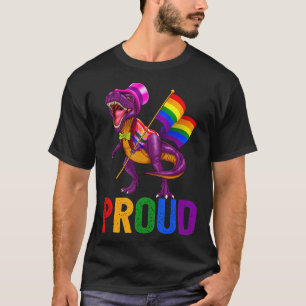 Camiseta Bandeira do Orgulho gay do Dinossaur T Rex LGB com