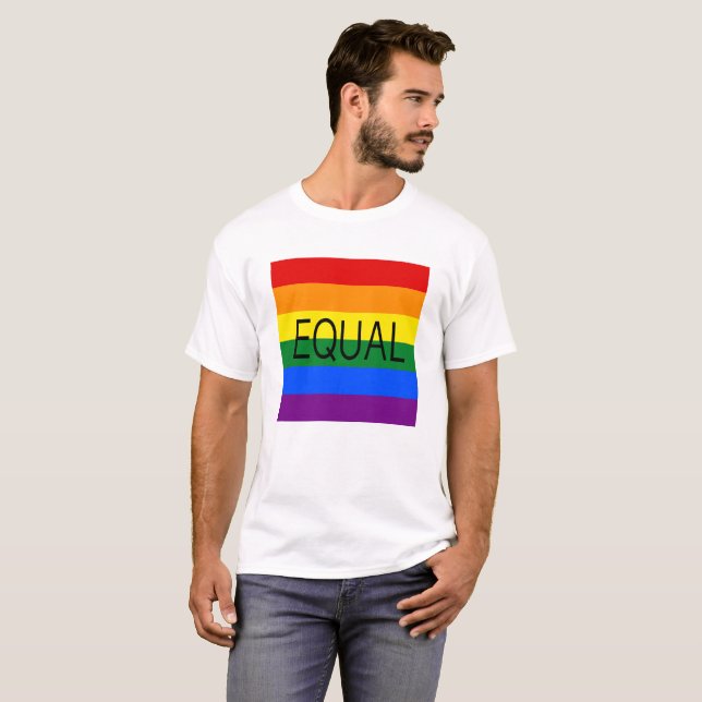 Camiseta Bandeira do Orgulho Gay EQUAL (Frente Completa)