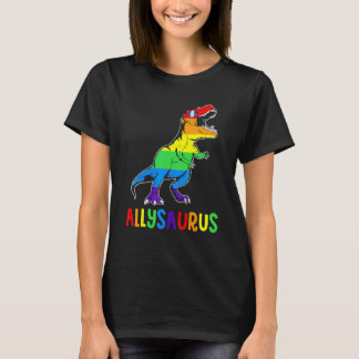 Camiseta Bandeira do Orgulho Gay LGBT Dinosaur Rex Allysaur