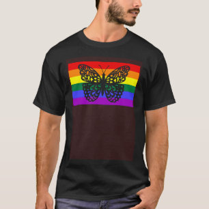Camiseta Bandeira do Orgulho Gay LGBTQ Jardim de Borboleta