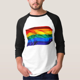 Camiseta Bandeira do orgulho gay SlipperyJoe's ondulando ve