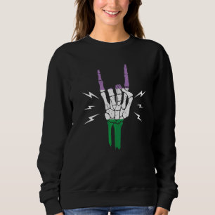 Camiseta Bandeira do Orgulho Genderqueer Mão de Esqueleto