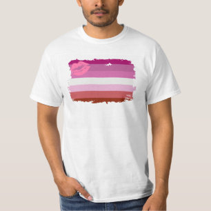 Camiseta Bandeira do Orgulho Lésbica de Batom