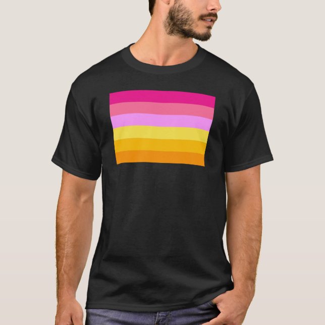 Camiseta Bandeira do Orgulho Lésbico (Amanhecer) (Frente)