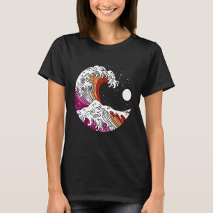 Camiseta Bandeira do Orgulho Lésbico da Grande Onda Japones