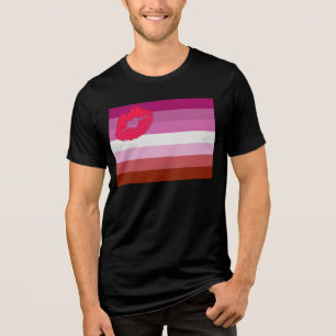 Camiseta Bandeira do orgulho lésbico de batom SlipperyJoe f