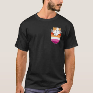 Camiseta Bandeira do Orgulho Lésbico de Bolso de Gato Fofo