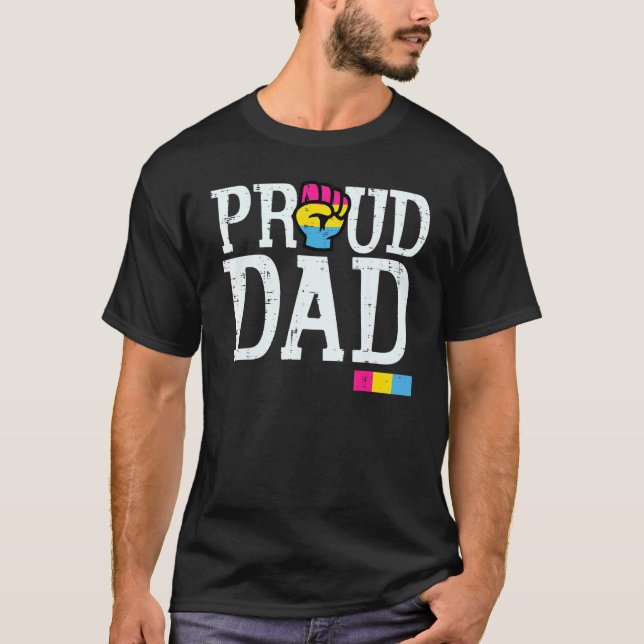 Camiseta Bandeira do Orgulho Pan-Fist Pansexual do Pai Lgbt (Frente)