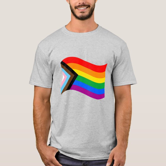 Camiseta Bandeira do Orgulho Progressivo Ondulado (Frente)