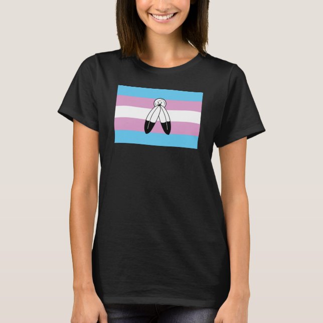 Camiseta Bandeira do Orgulho Trans com Dois Espiros (Frente)