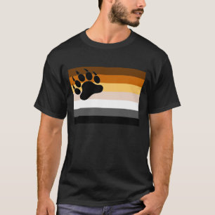Camiseta Bandeira do Orgulho Urso Gay Pata de Urso Preto -