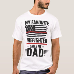 Camiseta Bandeira do Pai Bombeiro Desenho de Gravura Vintag