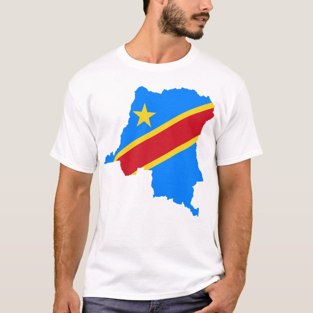 Camiseta Bandeira do País da República Democrática do Congo (Frente)