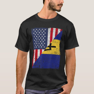 Camiseta Bandeira do País Metade EUA Metade Barbados