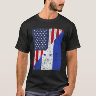 Camiseta Bandeira do País Metade EUA Metade Honduras
