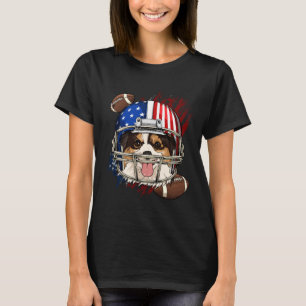 Camiseta Bandeira do Papillon American Football Dog Usa