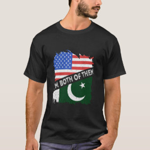 Camiseta Bandeira do Paquistão Eu Sou Ambos América EUA Paq