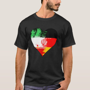 Camiseta Bandeira do Patrimônio Coração Alemão e Iraniano
