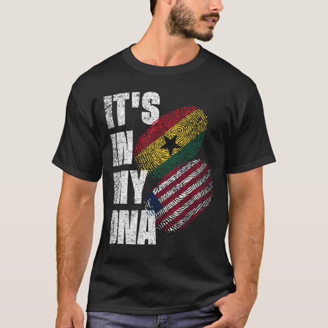 Camiseta Bandeira do Patrimônio de DNA Misturado da Libéria (Frente)