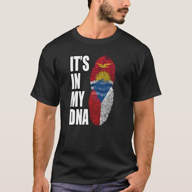 Camiseta Bandeira Do Patrimônio Do DNA Da Mistura Tcheca E  (Frente)