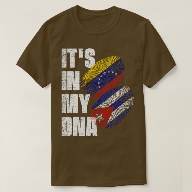 Camiseta Bandeira do Patrimônio do DNA Misturado Cubano E V (Frente do Design)