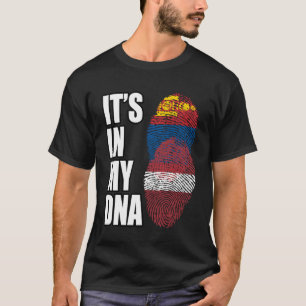 Camiseta Bandeira do Patrimônio do DNA Misturado Letão e Mo