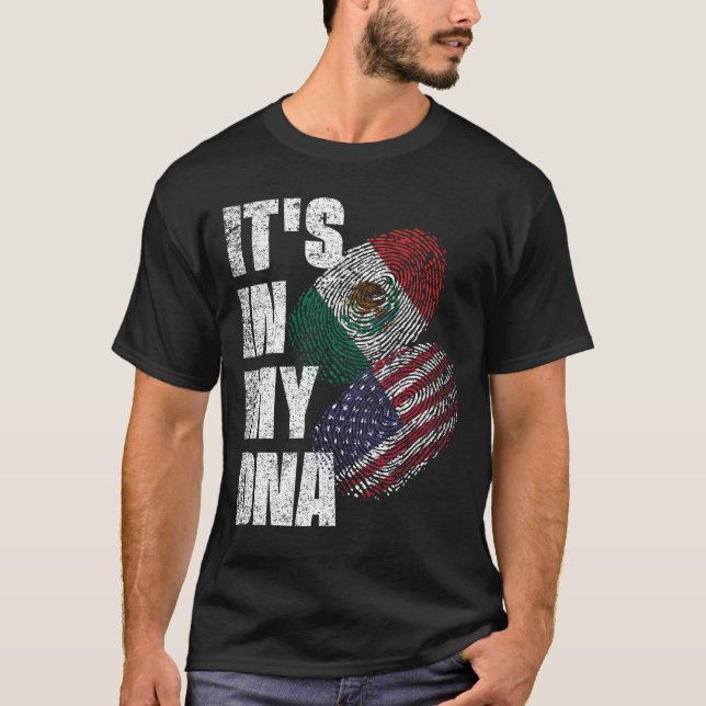 Camiseta Bandeira Do Patrimônio Do DNA Mix Mexicano E Ameri (Frente)