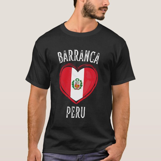 Camiseta Bandeira do Peru Coração Cidade Barranca (Frente)