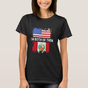 Camiseta Bandeira do Peru EUA América Eu Sou Ambos Peruanos