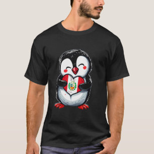 Camiseta Bandeira do Peru Pinguim Fofo Orgulho Peruano Raíz