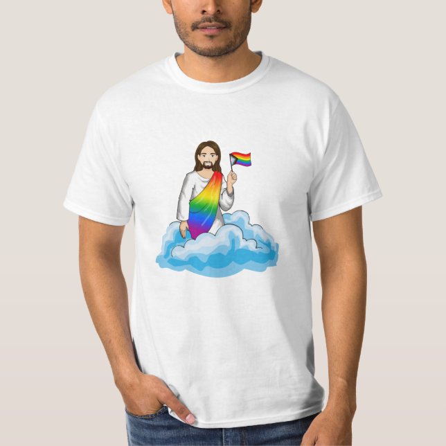 Camiseta Bandeira do Progresso do Jesus Arco-íris (Frente)
