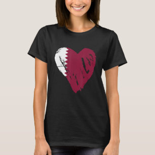 Camiseta Bandeira do Qatar Coração Amor Vintage Retro