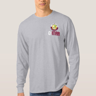 Camiseta Bandeira do Qatar e Casaco de Armas Patriótica
