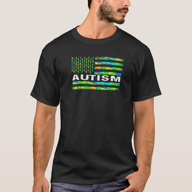 Camiseta Bandeira do Quebra-Cabeça de Conscientização da Mã (Frente)