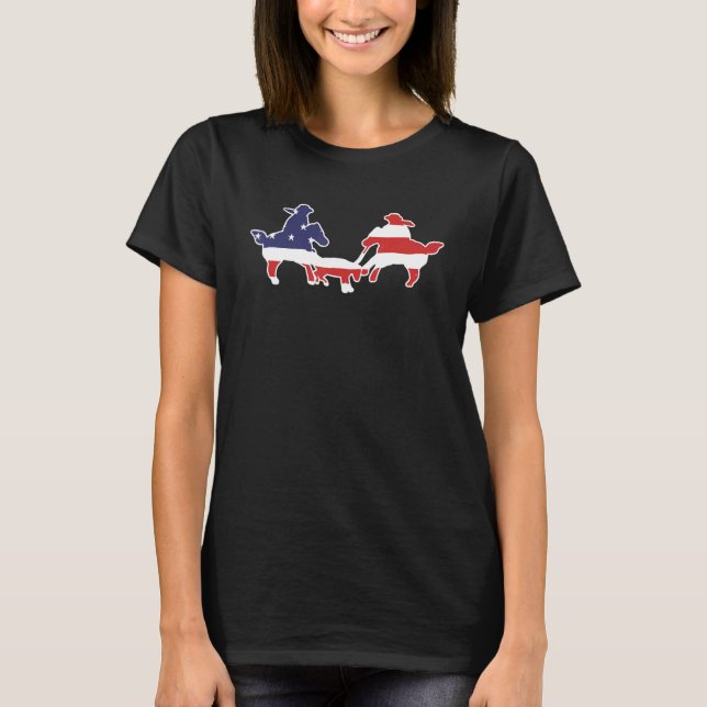 Camiseta Bandeira do Rodeo Calf Roping Equipe Feminina Ropi (Frente)