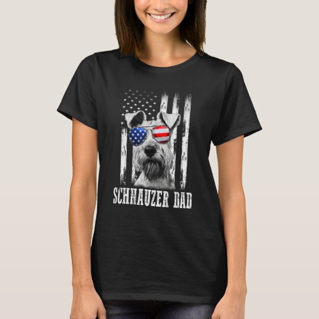 Camiseta Bandeira do Schnauzer Americano Orgulhoso  Mãe e P (Frente)