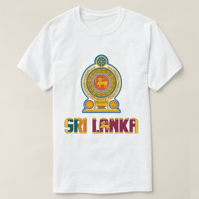 Camiseta Bandeira do Sri Lanka e Casaco de Armas Patriótica (Frente do Design)